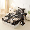 thumbnail image 2 of Homewish Gothic Halloween Skull Twin Sheets,Vintage Baroque Floral Bedding,Black Golden,3-Piece,1 Fitted Sheet and 1 Pillowcase, 2 of 6