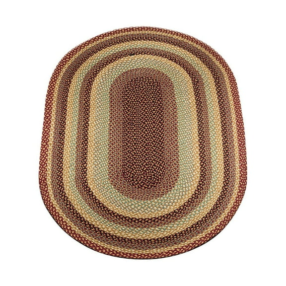Home Indoor Decorative Jute C-357 Burgundy, Gray, Creme Braided Rug, Oval 4' x 6'