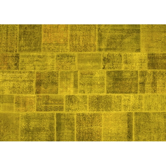 Ahgly Company Indoor Rectangle Patchwork Yellow Transitional Area Rugs, 6' x 9'