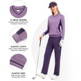 thumbnail image 5 of Women's 2Pc V Neck Tracksuit, 4 Way Stretch Breathable Reflective for Golf Running Casual Purple M, 5 of 8