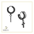 thumbnail image 6 of BEBERLINI Women Cross Pendant CZ Huggie Hoop Earrings Black Stainless Steel Jewelry Gift, 6 of 8