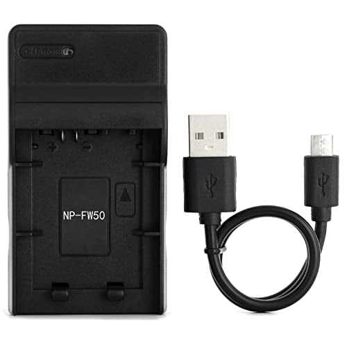 Cargador USB NP-FW50 para Sony Alpha 6000, 5000, 5100, ILCE-6000, ILCE-7, NEX-5T, NEX-6, NEX-5R, NEX-7, NEX-5, NEX-3N, NEX-3, NEX-C3, SLT-A37 Cámara y más