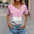 thumbnail image 2 of Womens Short Sleeved Shirt With Checkered Printed Button Casual T-shirt Top, 2 of 4