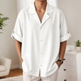 thumbnail image 2 of LIUJUNSHOP Men's Slim Fit Stretchable Casual Button Down Shirt Summer Comfortable Daily Wear Breathable Fabric Easy Pairing With Pants White L, 2 of 4