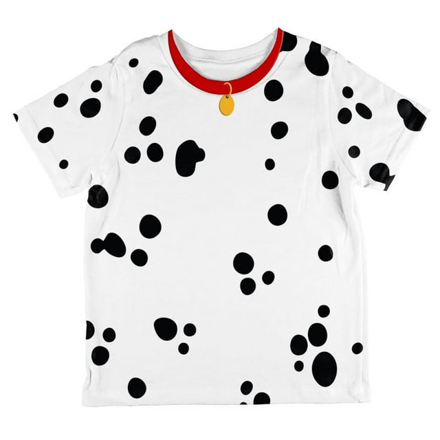 T-shirt pour Tout-Petit à Col Rouge avec Costume de Dalmatien pour Chien