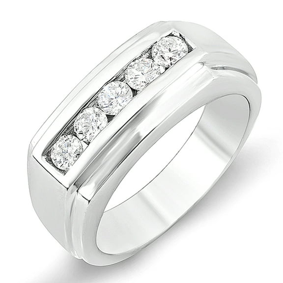 Dazzlingrock Collection 1.00 Carat (ctw) 14K Round Diamond Channel Mens Ring 1 CT, White Gold, Size 10.5