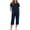 Navy, variant on Zynoxe Womens Solid Color Lounge Sets Casual Crew Neck Short Sleeve Tops and Drawstring Capri Pants Tracksuit Sets Breathable Soft Two Piece Outfits