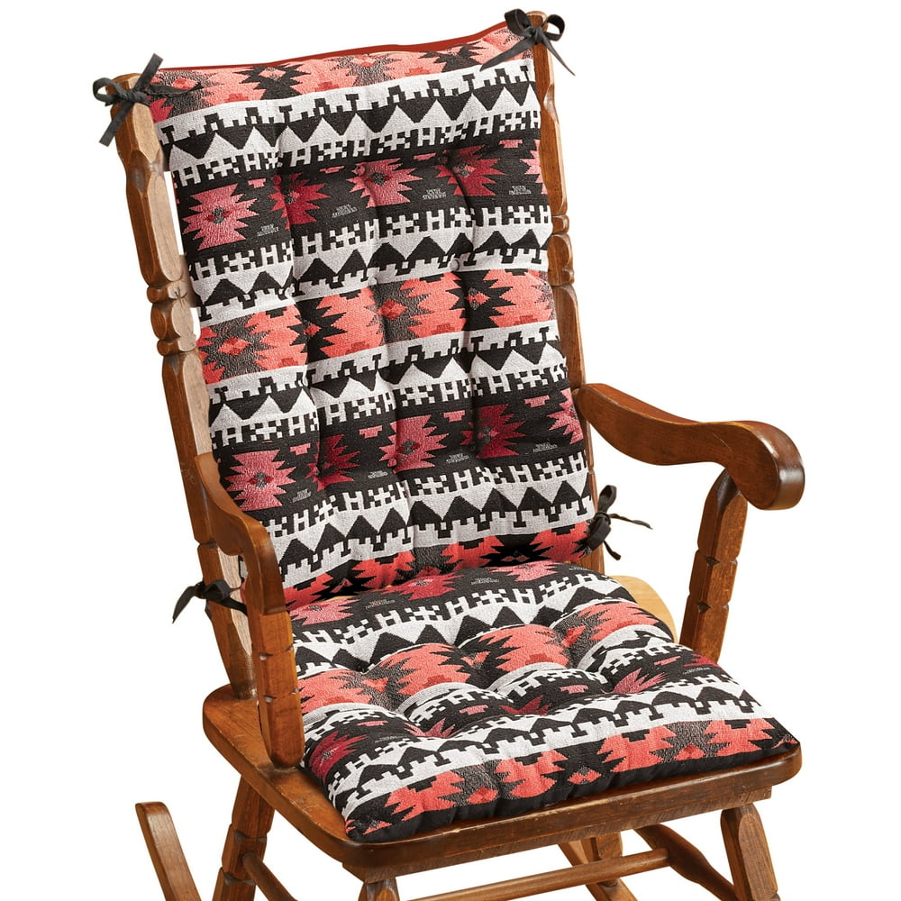 Aztec Tribal Print Rocking Chair Back & Seat Cushions with Back Ties