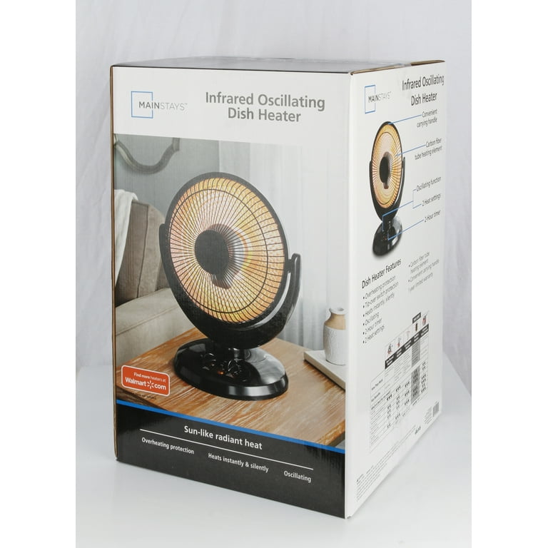 Mainstays 14'' Oscillation Dish Heater, Black Finish, JHS-800H - Walmart.com
