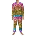 thumbnail image 4 of Bingfone Men'S Pajama Set 2 Piece Loungewear Pjs, Long Sleeve With Pajama Pants-Glitter Rainbow, 4 of 9