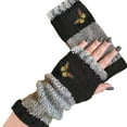 thumbnail image 2 of Uxgjfwu Fashion Embroidery Knitted Gloves, Warm Fingerless Gloves with Spliced Design, Casual Womens Gloves for Everyday Wear, Autumn Winter Accessory, Gift, 2 of 2