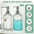 thumbnail image 2 of 2 Pack Glass Soap Dispenser with Rust Proof Stainless Steel Pump, Refillable Hand Soap Dispenser with Vertical Stripe, Elegant Hand Soap Dispenser for Bathroom & Kitchen, 2 of 7