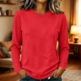 thumbnail image 5 of XuJwPNcy Women Long Sleeve Cotton Tops Soft Crew Neck Basic Tees Fall Fashion Regular Fit T Shirts(Red,XX-Large), 5 of 7