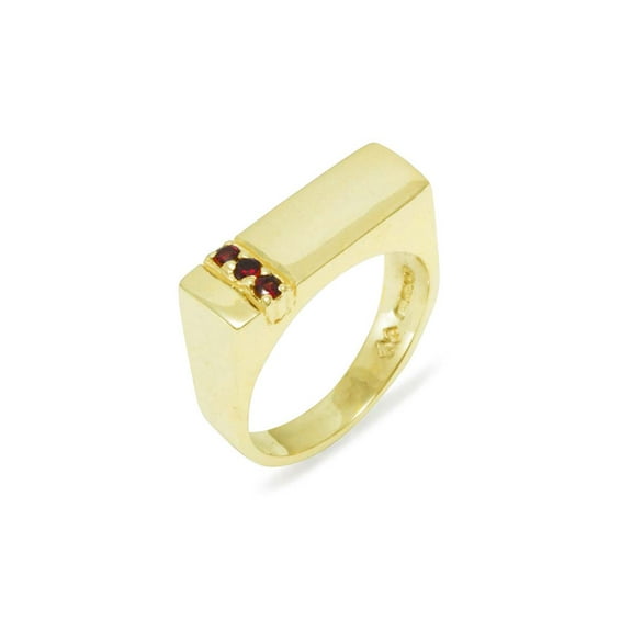 LBG British Made 10k Yellow Gold Natural Garnet Mens Band Ring - 25 size options - Size 10