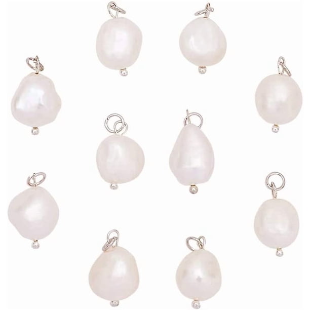 10 piezas de perlas de agua dulce colgantes, dijes de perlas naturales, dijes para pulseras, collares y joyas.