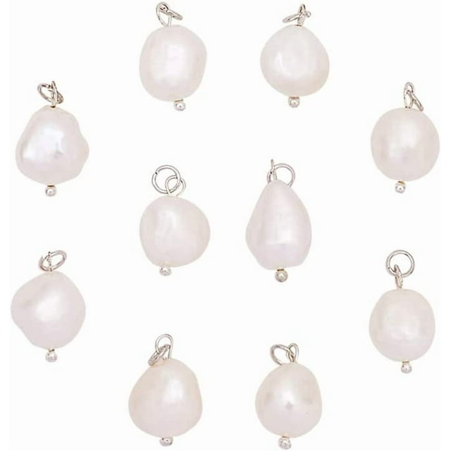10 piezas de perlas de agua dulce colgantes, dijes de perlas naturales, dijes para pulseras, collares y joyas.