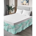 thumbnail image 4 of Aqua Marble Wrap Around Bed Skirts for California King Bed 16" Drop,Bed Skirt with Adjustable Elastic Belt Dust Ruffle Bed Valance for Bedroom Modern Abstract Waves Silvery Farmhouse Bed Frame Cover, 4 of 7