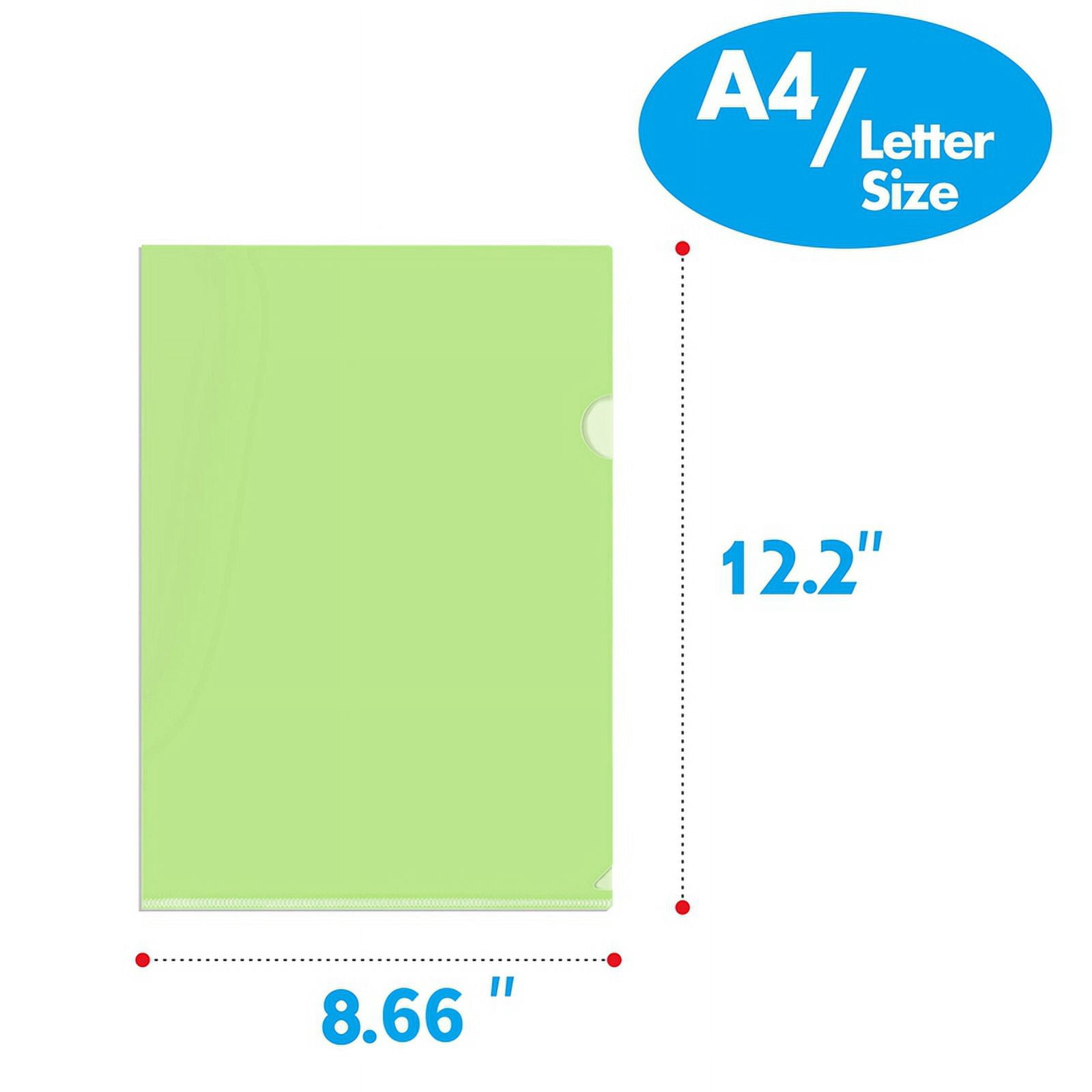 WM25 50Pcs Plastic Folders A4 Sleeves Wallets for Protection Files with Top & Side Open Sleev