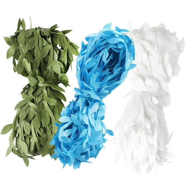 simhoa Artificial Leaf Ribbon for DIY Gift Wrapping Garland Making 30m Blue White Green