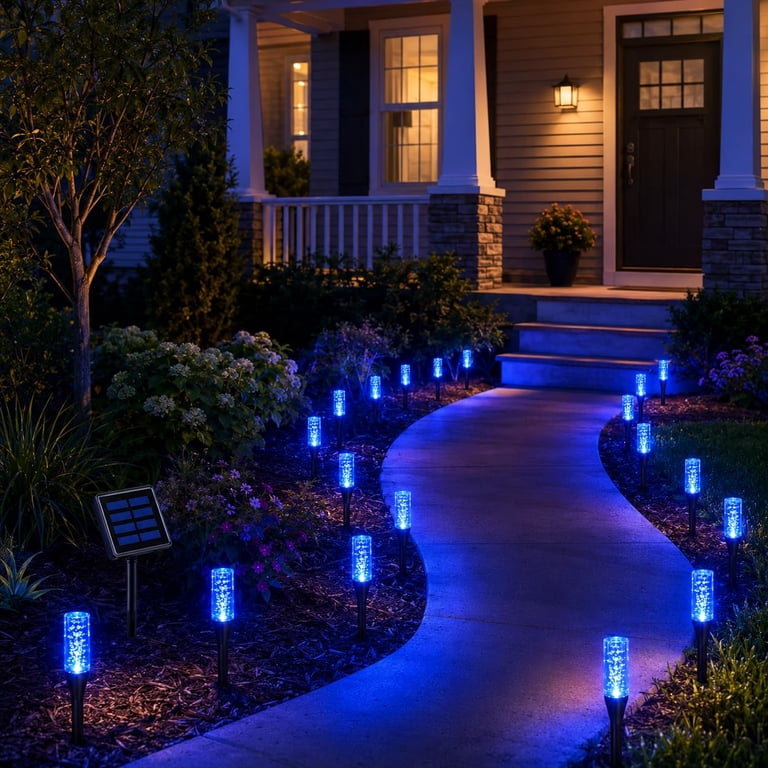 Tubble Color Solar Crystal Bubble Lights, 20 LED Solar Bubble Pathway Lights with ...