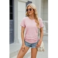 thumbnail image 2 of Mengpipi Women Summer Casual Loose Tops Trendy Eyelet Embroidery Side Tie Drawstring T Shirts S-2XL, 2 of 5