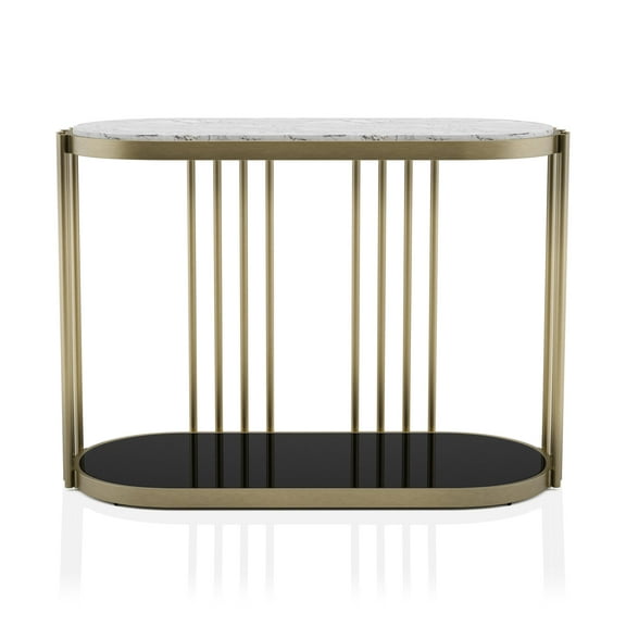 Furniture of America Kual Contemporary Metal 1-Shelf Console Table in Brass