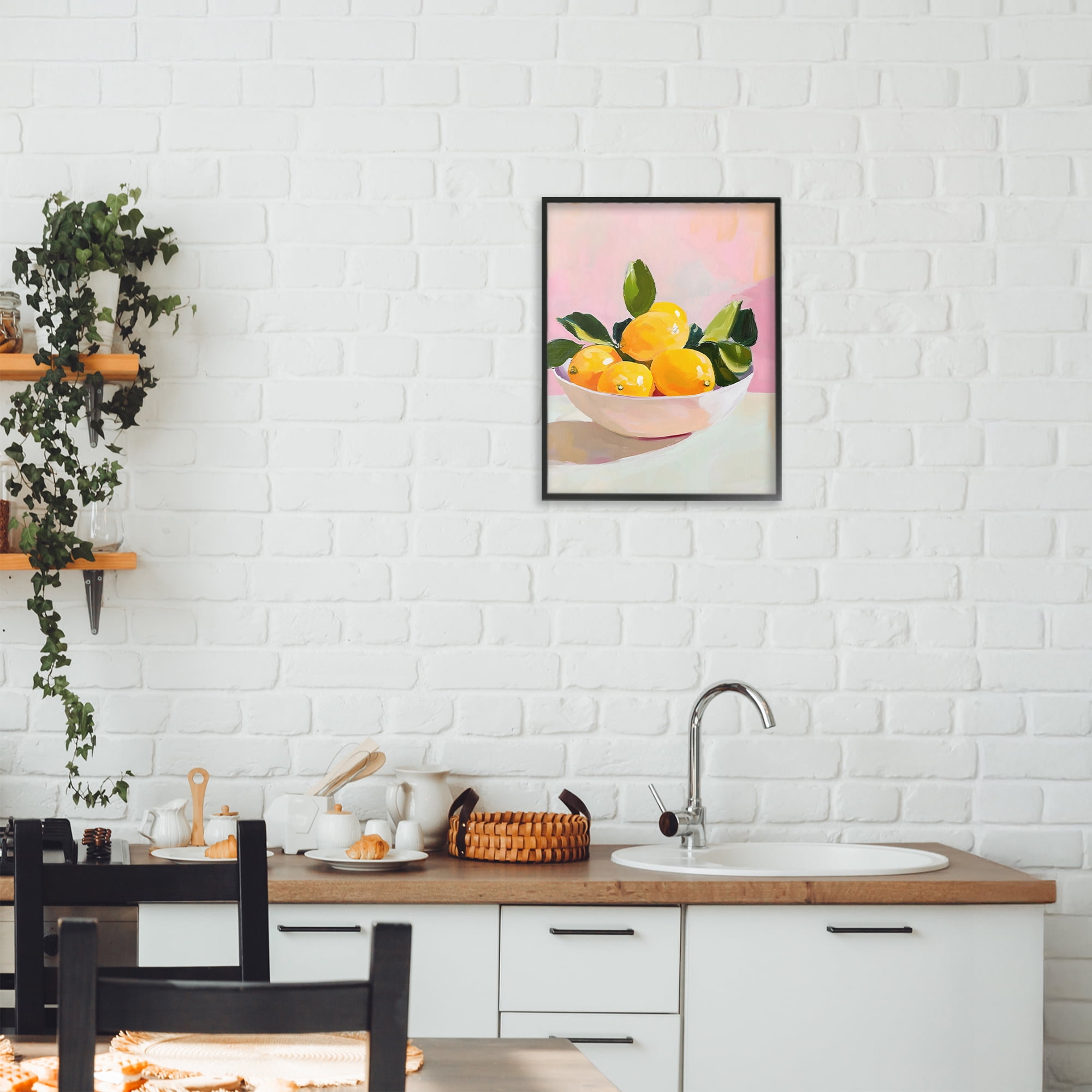 Stupell Industries Bowl of Lemons in Sunlight Black Framed Giclee Art, design by The Prints Vibe