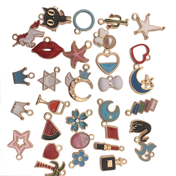 Jumpingount 1 paquete de dijes esmaltados, colgantes de Metal hueco de aleación antigua mixta, Kits de fabricación de joyas hechas a mano, artesanías Ropa, zapatos y accesorios Miscelánea Jumpingount AP009124-00