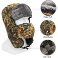 thumbnail image 3 of Gorro de aviador con camuflaje, gorro de soldado con orejas abatibles y máscara a prueba de viento, gorro de caza táctico de piel sintética unisex, 3 of 5