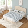 thumbnail image 3 of VECELO Full Upholstered Platform Bed Frame with Diamond Tufted Adjustable Headboard, Wooden Slats Support, No Box Spring Needed, Beige, 3 of 9