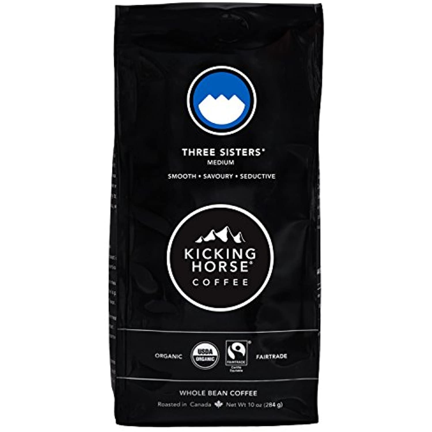 Kicking Horse Coffee, Three Sisters, Medium Roast, Whole Bean, 10 Oz - Certified Organic, Fairtrade, Kosher Coffee