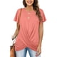 thumbnail image 1 of Camiseta de manga corta con cuello redondo para mujer, remera holgada informal con pliegues, camisetas de calle de Color sólido para mujer 2022, 1 of 5