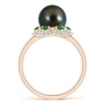 thumbnail image 2 of ANGARA Tahitian Cultured Pearl Floral Ring with Emeralds in 14K Rose Gold for Women | June Birthstone, Birthday, Anniversary, Jewelry Gift for Women | Pearl Ring, 2 of 8