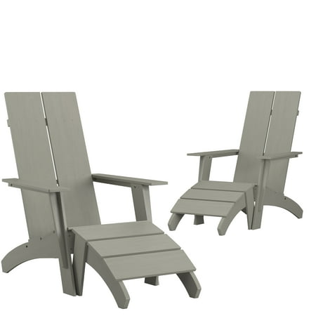 Flash Furniture Sawyer Poly Resin Wood Adirondack Chair - Gray (Set of 2)