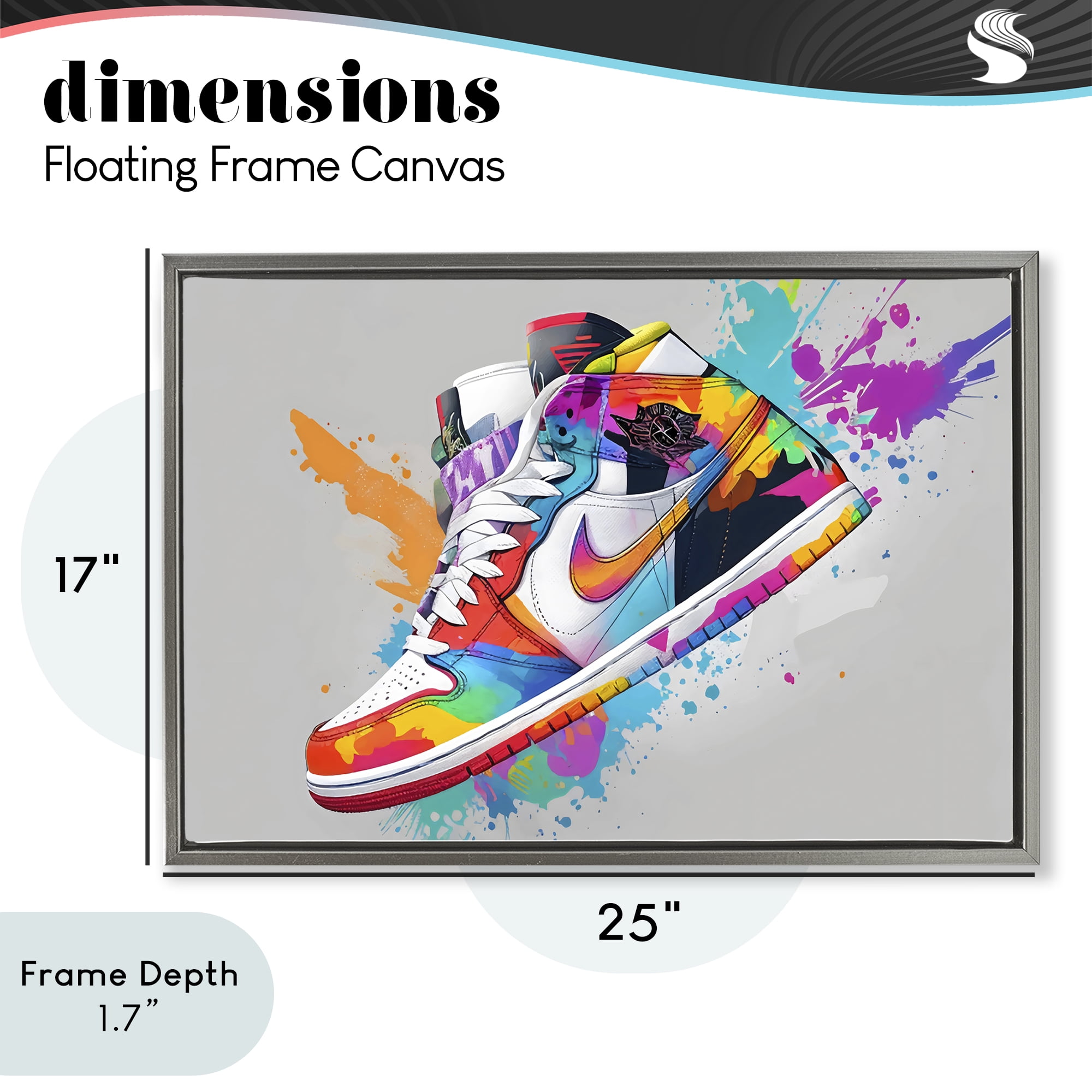 Stupell Industries Hightop Sneaker with Splatter Gray Framed Floater Canvas Wall Art, design by Creative Studio