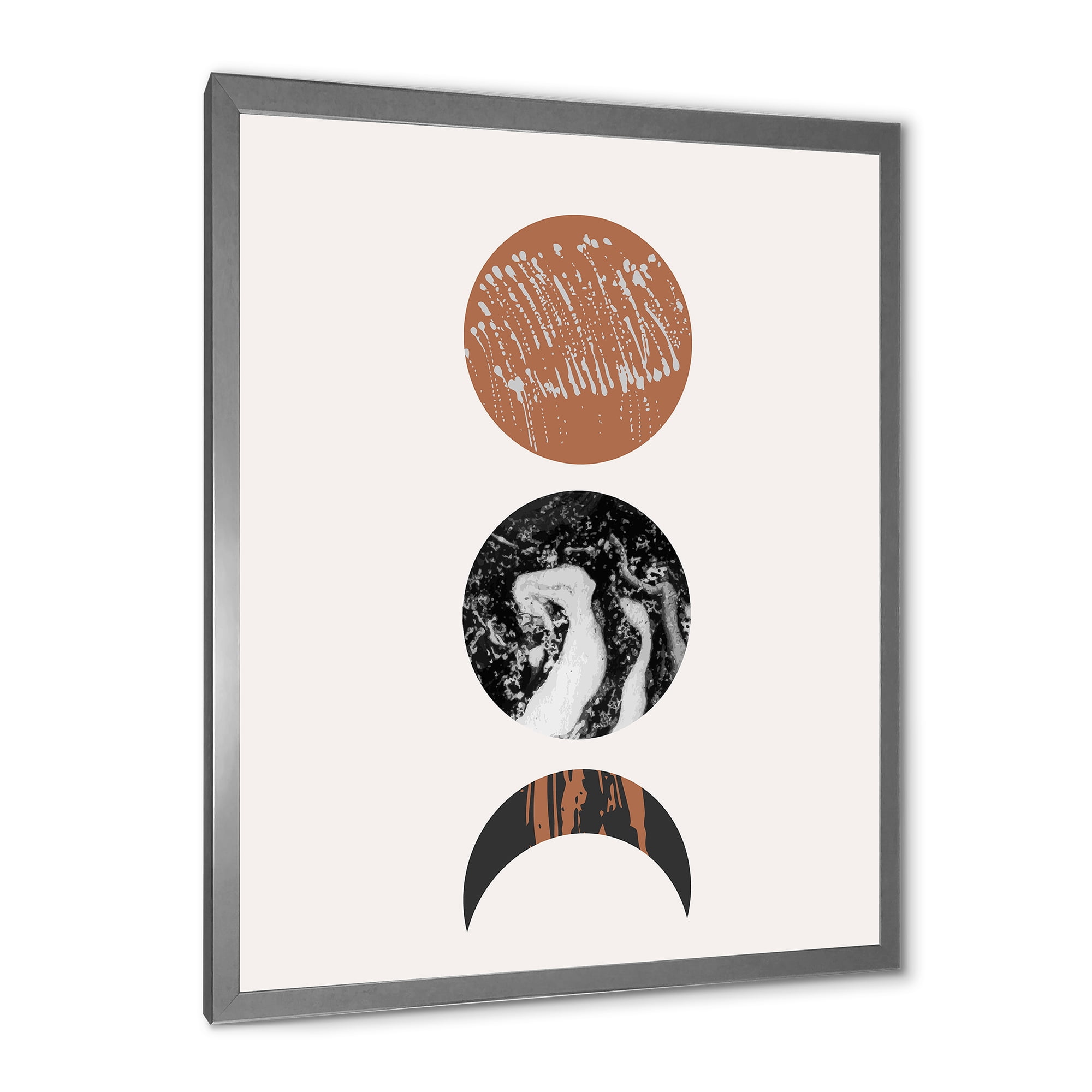 Designart 'Retro Shapes Abstract Moons and Suns' Modern Framed Art Print