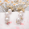 thumbnail image 2 of Yoursfs 3 Pearl Dangle Earrings for Women Gold Plated Faux Pearl Drop Earrings Fashion Jewelry for Wedding Earrings, 2 of 6