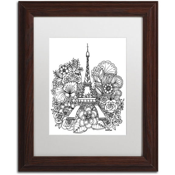 Trademark Fine Art "Paris" Canvas Art by KCDoodleArt White Matte, Wood Frame