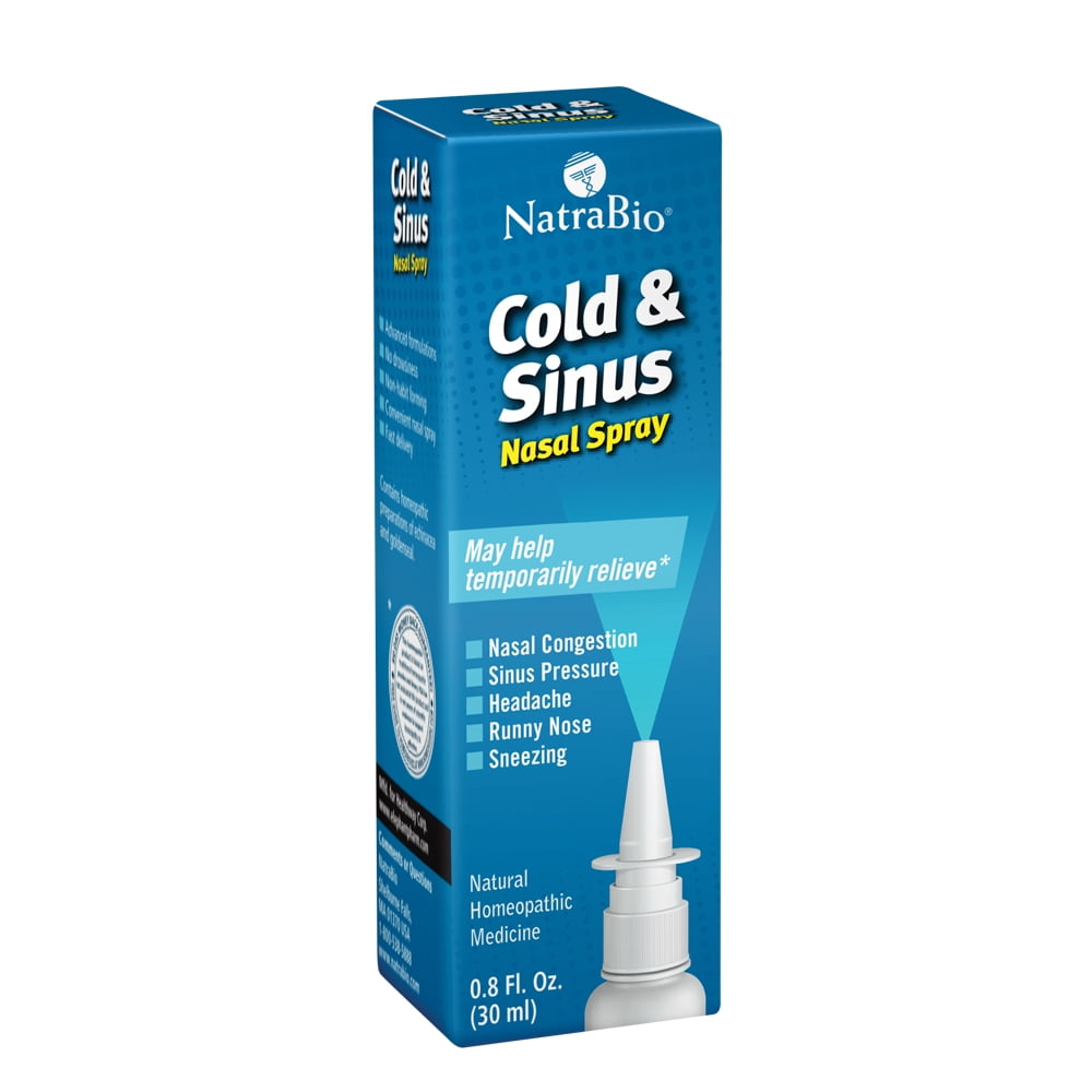 NatraBio Cold & Sinus Nasal Spray Homeopathic for Temporary Relief of
