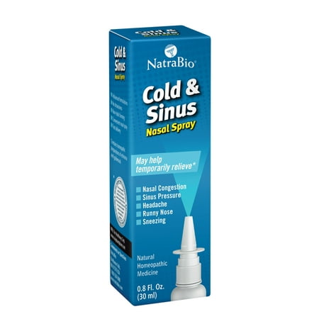 NatraBio Cold & Sinus Nasal Spray | Homeopathic for Temporary Relief of Cold & Sinus Symptoms, Congestion, Pressure, Headache & Runny Nose |