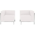 thumbnail image 2 of Bizchair Contemporary Stainless Steel Solid Print Tufted Armchair, Melrose White Set of 2, 2 of 4