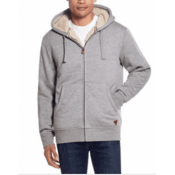 Weatherproof Vintage Men's Fleece Lined Hoodie Full Zip Jacket (Grey, Medium)