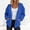 Blue, variant on Women Fashion Hooded Sweatshirts Zip Front Soft Solid Blouse Long Sleeve Tops Pockets Hoodied Sweatshirt