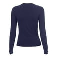 thumbnail image 4 of Kaprioy Womens Long Sleeve Shirts Knit Slim Fit Tops Basic Tee 2025 Fall Fashio Clothes Casual T-Shirt Blouse Navy, S, 4 of 5