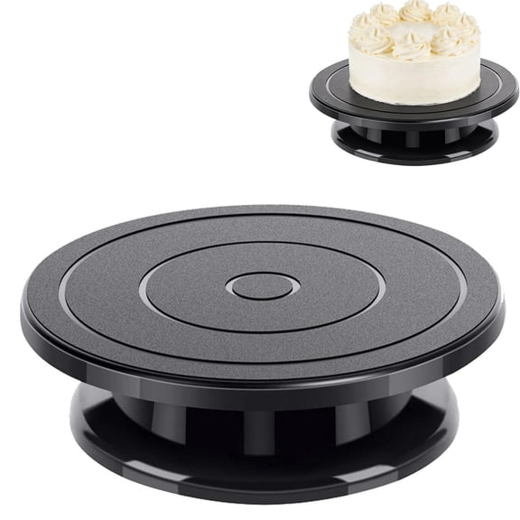 FORICOM Rotating Cake Stand, 11 Inch Rotating Cake Turntable for Decorating, Display & Baking, Smooth Revolving Spinner Stand (Black)
