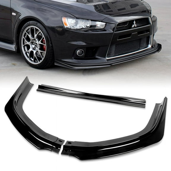 Stay Tuned Performance Front Bumper Spoiler Lip For 2008-2015 Mitsubishi EVO X R-Style Painted Black