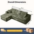 thumbnail image 5 of Pingliang Home 102" L-Shaped Sectional Sofa with Chaise and 2 Throw Pillows,Boneless Couch Comfy Corduroy Fluffy 3 Seater Couch with 2 Cup Holders for Living Room,Apartment,Office,No Assembly,Green, 5 of 11