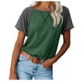thumbnail image 5 of Viikei Women's Plus Size Short Sleeve Solid Color Splicing O-Neck, 5 of 7