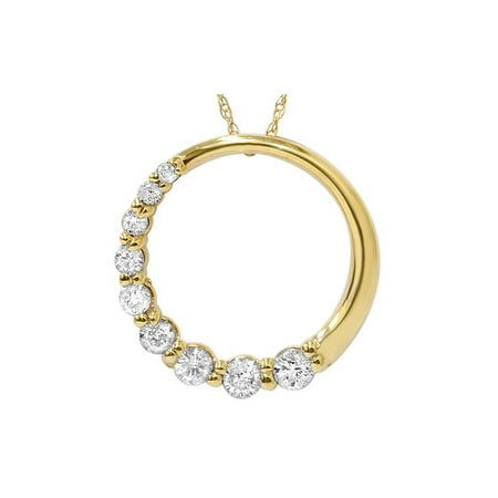 diamond yellow gold 14k journey circle 2ct pendant