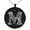 Black, variant on Stainless Steel Letter M Initial Dotted Monogram Engraved Small Medallion Circle Charm Pendant Necklace
